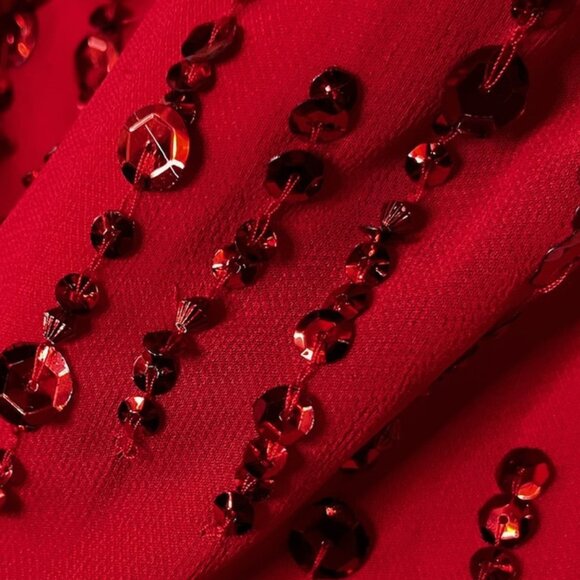 Vntg~Red Glam Fringe/Sequin Flapper Christmas New Year Holiday Party Dress~ XS - Picture 6 of 11